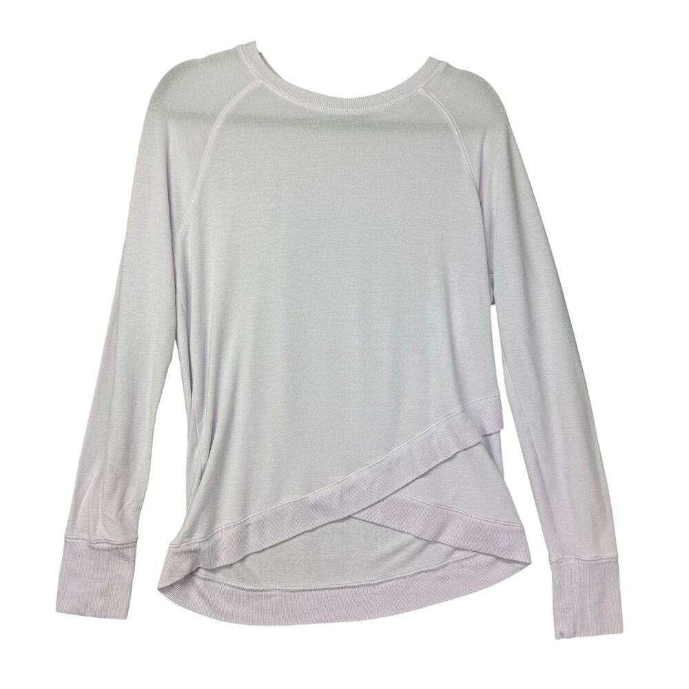 ATHLETA Top Womens Medium Pink Criss Cross Long Sleeve Crew Neck Stretch Sweater